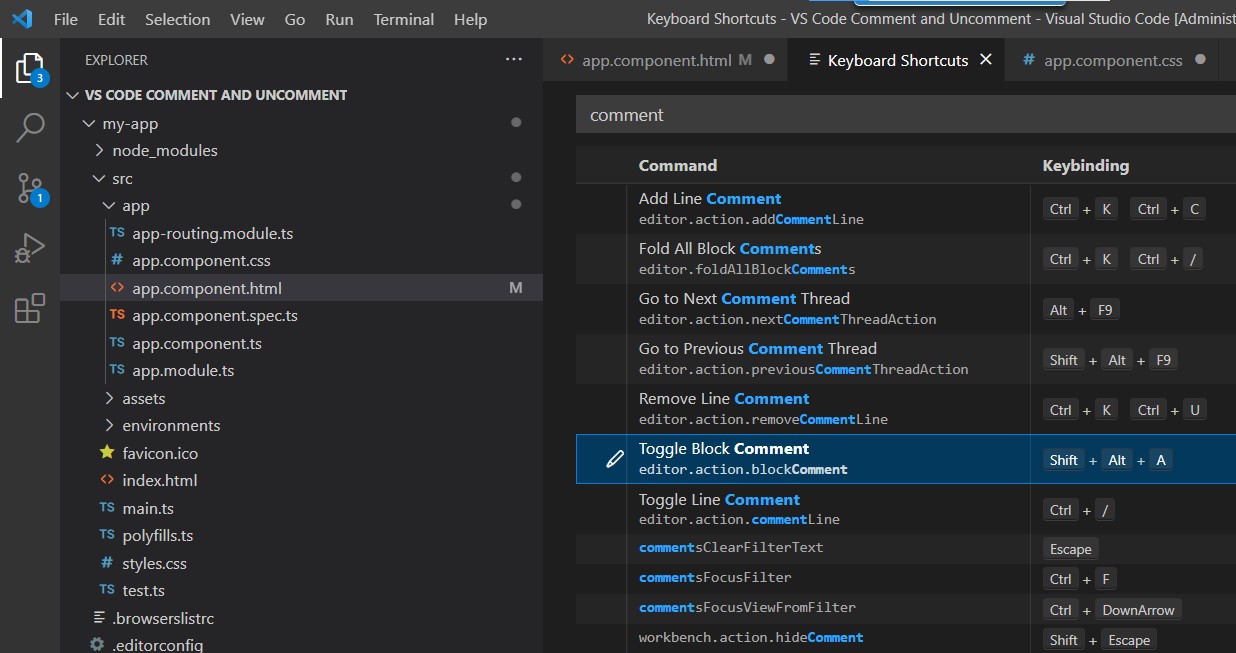 Visual Studio Code Toggle block comment